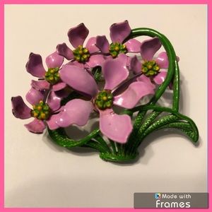 Vintage Enamel flower bouquet brooch